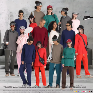 เสื้อยืดแขนยาวเปล่าปักลายเรียบผ้าฝ้าย100% หนักพิมพ์ลายโลโก้ออกแบบได้ตามที่ต้องการสำหรับทั้งผู้ชายและผู้หญิง - Product Image 1