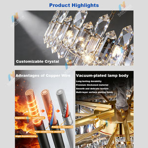 Lámpara de Techo <span class=keywords><strong>LED</strong></span> de Cristal Moderna y Lujosa para Sala de Estar o Comedor - Product Image 5