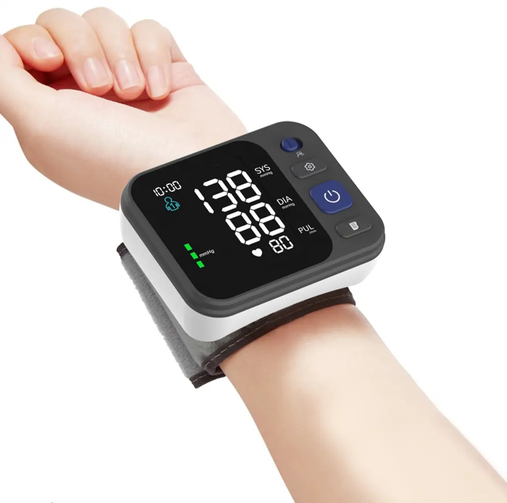 Factory Price OEM Logo Smart Electronic Medidor De Presion Arterial Speakers Tansiyon Aleti Wrist Blood Pressure Monitor Digital