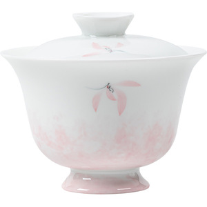 Guanlan White Porcelain Gaiwan With Lid Hand Painted Pink Orchid Kung Fu <b>Tea</b> <b>Set</b> Afternoon <b>Tea</b> - Product Image 5