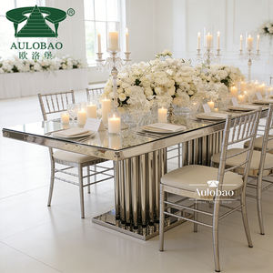 Mesa de Comedor Rectangular de Acero Inoxidable Plateado con 8 Sillas, Estilo Moderno - Product Image 1