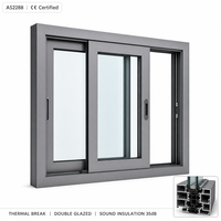 Ventana Corredera de Aluminio con Rotura de Puente Térmico, Doble Acristalamiento Gris, AS2288 CE, Aislamiento Acústico, Suministro al por Mayor para Contratistas y Constructores