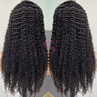 Perruque en cheveux humains brésiliens vierges naturels, bouclés, ondulés profonds, avec dentelle suisse HD transparente sans colle, pour femmes noires