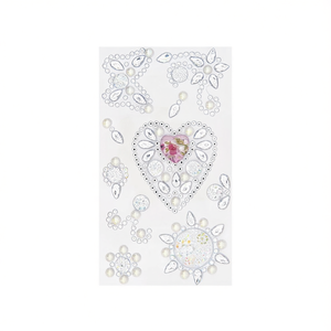 Adesivi con strass scintillanti a forma di cuore e farfalla bianchi 39042 - Product Image 1