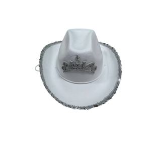 Sombreros de Vaquera Brillantes con Tiara, Sombrero Occidental de Fieltro con Pedrería y Lentejuelas para Despedida de Soltera, Disfraces y Accesorios para Festivales de Música - Product Image 3