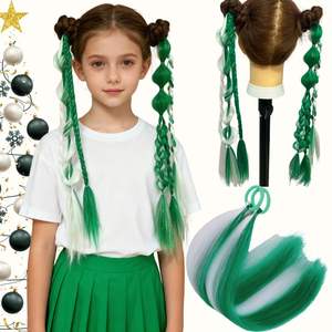 ผมปลอมแบ<span class=keywords><strong>บ</strong></span>หางม้าสี<span class=keywords><strong>เขียว</strong></span>/ขาว สำหรับผู้หญิงและเด็กผู้หญิง อุปกรณ์เสริมผมสังเคราะห์แบ<span class=keywords><strong>บ</strong></span>มีเส้นใย<span class=keywords><strong>ประกาย</strong></span> 20 นิ้ว สำหรับงานเทศกาล ปาร์ตี้ และวันพิเศษ - Product Image 2