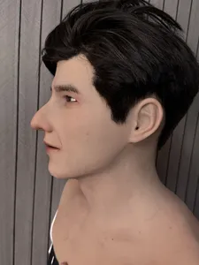 قناع سيليكون واقعي بشعر طويل، قناع رأس كامل لرجل وسيم، مناسب للهالوين والتنكر والمسرح - Product Image 6