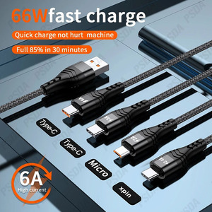 100W 4 en 1 para teléfono 16 66W Cable <span class=keywords><strong>DE</strong></span> DATOS Micro USB C Cable para Xiaomi Samsung <span class=keywords><strong>OPPO</strong></span> Huawei Cable <span class=keywords><strong>de</strong></span> <span class=keywords><strong>carga</strong></span> rápida - Product Image 3