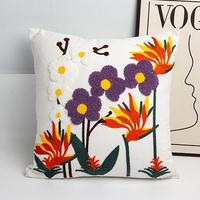 Housse de coussin rectangulaire en coton et lin brodé style campagnard français, vintage, pastoral, pour canapé, décoration de chambre