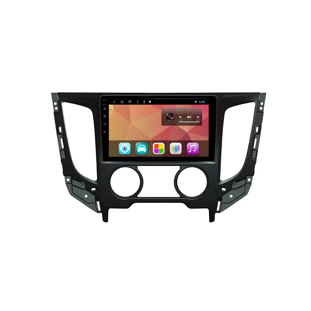 Kit multimídia automotivo com dvd player, android, navegação gps, rádio, touch screen, para mitsubishi titon l200, manual ac