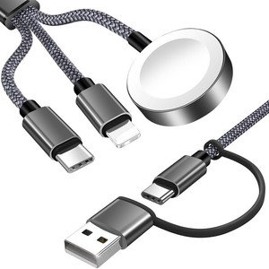 Cable USB de nailon 3 en 2 tipo C, Cable DE DATOS trenzado de carga rápida, Cable de carga rápida múltiple Universal Compatible con reloj - Product Image 6