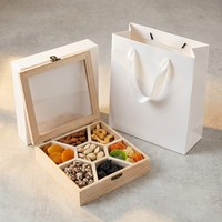 Boîte à collation en bois Landy avec couvercle transparent, 7 compartiments, organiseur de noix et de fruits secs, plateau de service, logo personnalisé, vente en gros