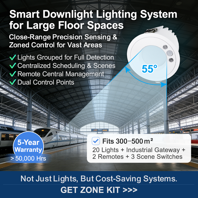 Amelech Smart Retrofit Downlight with Motion & Daylight Sensor - Auto Dimming LED for Metro Station