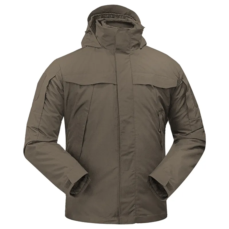 Taktischer Outdoor-Mantel für Männer Drei-in-Eins-dicker warmer abnehmbarer zweiteiliger OVERCOAT-Daunen mantel Outwear Gestrickter normaler O-Ausschnitt