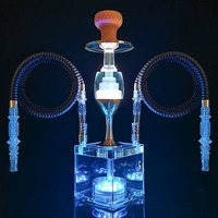 Persediaan Pabrik Shisha Hookah Bar Set Lengkap dengan Pot Hookah Berlampu Emas Set 4-tube dan 2-tube