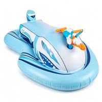 Bouée gonflable en PVC en forme de requin avec pistolet à eau pour enfants, jouet aquatique à chevaucher pour jeux en extérieur, anneau de natation