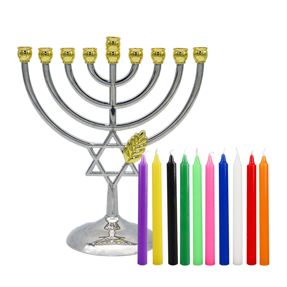 Menorah Hanoukka Menorah Bougeoir 7/9 branches Menorah Hanoukka Bougeoir doré avec plusieurs têtes Décoration de la maison Bougeoir rétro Ornements (9 têtes