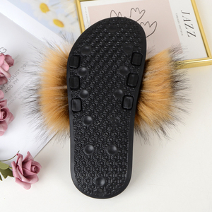 Inverno Designer Senhoras Moda Guaxinim Fuzzy Mules Logotipo Personalizado Chinelo Fluffy <span class=keywords><strong>Fox</strong></span> Faux Fur Slides Chinelos Atacado para As Mulheres - Product Image 5