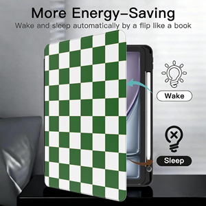 Funda de Cuero PU a Cuadros Verde y Blanco Retro para <span class=keywords><strong>iPad</strong></span> <span class=keywords><strong>Air</strong></span> 11/<span class=keywords><strong>10.9</strong></span> Pulgadas Modelos M3/M2/<span class=keywords><strong>M1</strong></span>/A14 Resistente a Golpes - Product Image 1