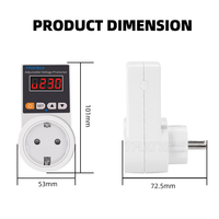Protecteur de tension automatique, interrupteur de prise, AC 220V 16A, protection contre les surtensions, prise EU, prise numérique, protection de tension pour réfrigérateur