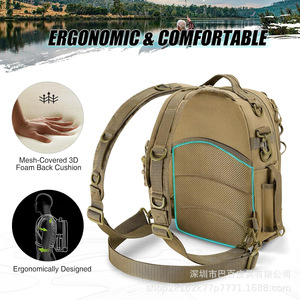 Bolsa de Pesca de Gran Capacidad, Mochila Táctica Multifuncional de Nailon con Correa Cruzada para Almacenamiento de Equipo de Pesca - Product Image 3