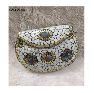 Indian Women's Bohemian Style Handmade Metal Clutch Messenger <b>Bag</b> Elegant <b>Boho</b> Evening Shopping Party Shoulder <b>Bag</b> Lightweight - Product Image 4