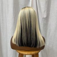 Perruque Lace Front en Cheveux Humains de Qualité Supérieure, Lisse, Couleur Piano avec Mèches, Sans Nœuds, Sans Perte de Cheveux