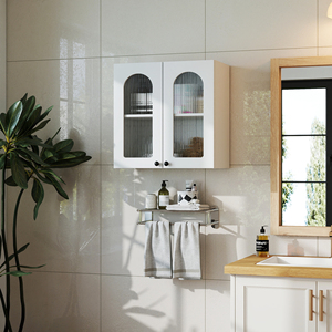 <b>Wall</b> <b>Cabinet</b> Arched Glass Door <b>Display</b> Floating <b>Cabinet</b> with Adjustable Shelves for Bathroom - Product Image 2