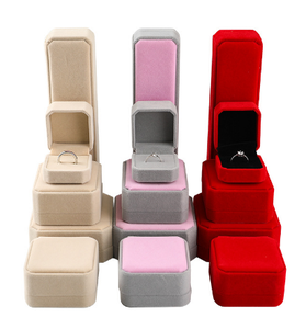 Luxury Black and Pink Velvet Square Custom Logo Printed Jewellery <b>Boxes</b> for <b>Earring</b> Bangle Pendant Ring Packaging - Product Image 1