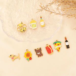 Panal de abeja hueco de acero inoxidable chapado en oro de 18 quilates, colgante de perro Pizza con flor, accesorios de joyería para <span class=keywords><strong>collar</strong></span>, pulsera - Product Image 4