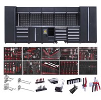Coffre à outils multifonction robuste Goldenline GLG6000A, organisateur d'atelier OEM/ODM avec panneau perforé, établi, 15 tiroirs, capacité de charge de 250 kg