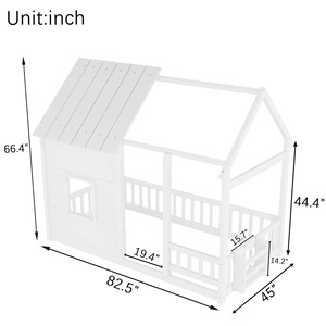 White Solid Wood Treehouse Children's <b>Bed</b> Double <b>House</b> Design Star Lighting Kids Bedroom Furniture Storage Feature - Product Image 4