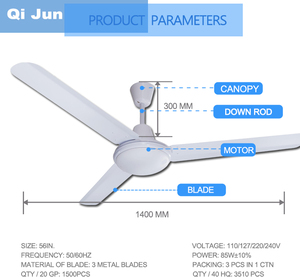 Ventilador de techo de araña de barrido de 56 ''y 1400 mm decorativo súper fresco y brillante con 1 enchufe de <span class=keywords><strong>luz</strong></span> para el mercado de América del Sur - Product Image 5