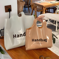 Sacs à poignée souple avec soufflets latéraux, taille personnalisée, impression de logo, forme, en PE recyclable, pour le commerce de détail et le shopping