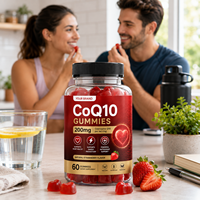 Gummies CoQ10 Marque Blanche OEM 200mg Supplément Coenzyme Q10 Saveur Fraise Naturelle 60 Gummies