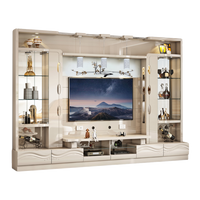 Gabinete de soporte de TV de lujo Unidad de pared de diseño moderno Centro de entretenimiento Muebles de sala de estar