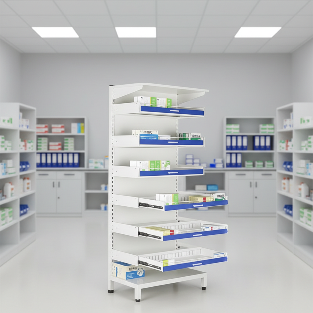 Adjustable Portable Lightweight Single Double-Sided Iron Medicine Tray Rack Western Medicine Display Hospital Clinic Storage