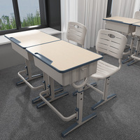 Ensembles de bureaux et chaises d'école réglables en hauteur en métal pour une utilisation en classe et dans les centres de tutorat