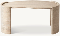 OEM Table de salle à manger moderne et durable en travertin naturel de luxe table basse en pierre de marbre de Carrare bureau Cardin