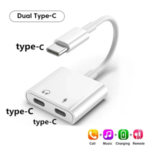 2 in 1 çift USB Splitter DAC hızlı şarj tip-c adaptörü ve tip C kulaklık Jack OTG adaptörü iPhone 15 için HUAWEI - Product Image 4