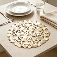 Elegante Schmetterling-Schleife Gold PVC Runde Tischsets Rutschfest Hitzebeständig Umweltfreundlich für Esszimmer Hochzeit Party Dekoration
