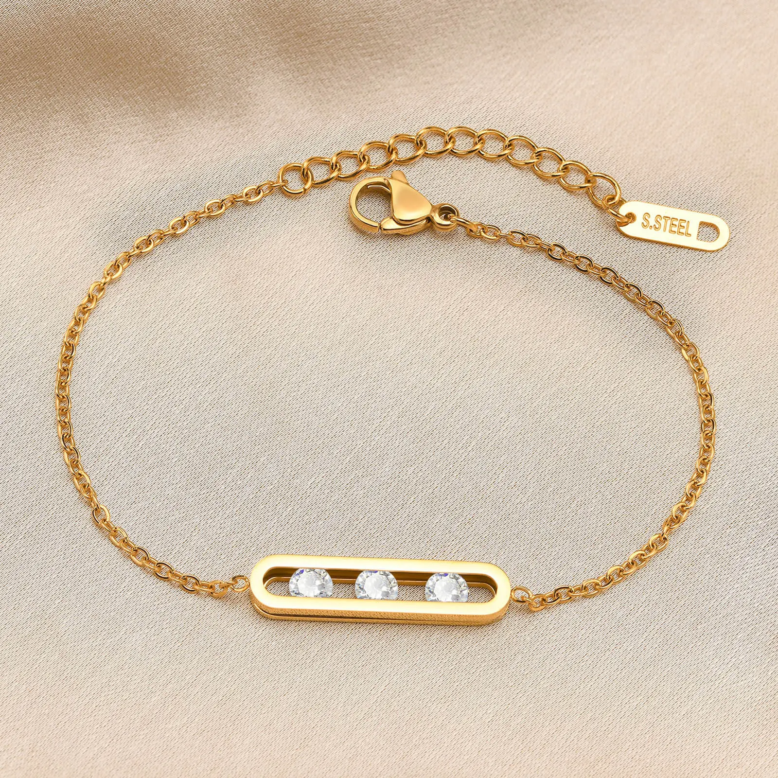 INS estilo titanio acero móvil circón anillo collar pulsera pendiente conjunto de joyas pulsera de acero inoxidable fábrica al por mayor