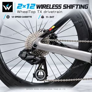 Bicicleta de Triatlón TWITTER T3 de Fibra de Carbono Aero, 24 Velocidades, Ruedas de 3 Radios con Frenos de Disco Hidráulicos, Manillar TT, Estilo Kona - Product Image 5