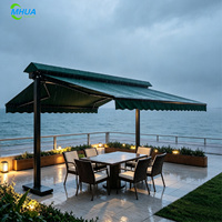 Auvent papillon double ouverture extérieur, auvent rétractable motorisé, auvent anti-UV et imperméable pour terrasse de restaurant