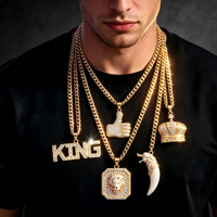 Collier pendentif Hip Hop en Zircon Cubique plaqué or 18 carats, acier inoxydable 316L, bijoux streetwear pour rappeur, chaîne maille cubaine