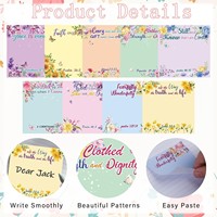 Bloc de Notas Adhesivas de Estilo Floral Retro, 50 Hojas, Reutilizable, Pequeño, para Promociones