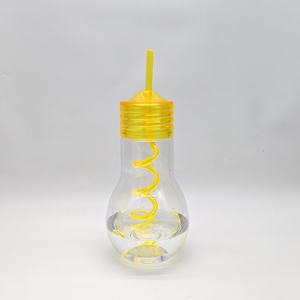 แก้วพลาสติก PET น้ำหนักเบา 600 มล. รูปทรงหลอดไฟ LED สำหรับงานปาร์ตี้ เป็นมิตรกับสิ่งแวดล้อม ใช้สำหรับใส่เครื่องดื่ม น้ำผลไม้ พร้อมหลอดดูด ดื่มได้โดยตรง ใช้กับชา<span class=keywords><strong>นม</strong></span>ได้ - Product Image 6