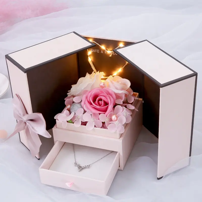 Sapone fiore stabilizzato confezione regalo fiore rosa Rose eterne rosa confezione regalo gioielli festa della mamma regali di san valentino 2023