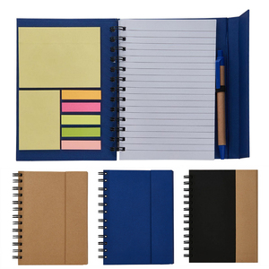 Bloc-notes portable personnalisé avec notes adhésives, marque-pages, onglets d'indexation colorés, couverture en papier, carnet à spirales avec stylo - Product Image 5