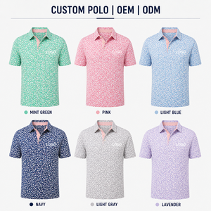 Polo de Golf Personalizado Premium para Hombre, Diseño Floral Menta, Rendimiento que Absorbe la Humedad, Marca Privada, Ropa Corporativa OEM - Product Image 2